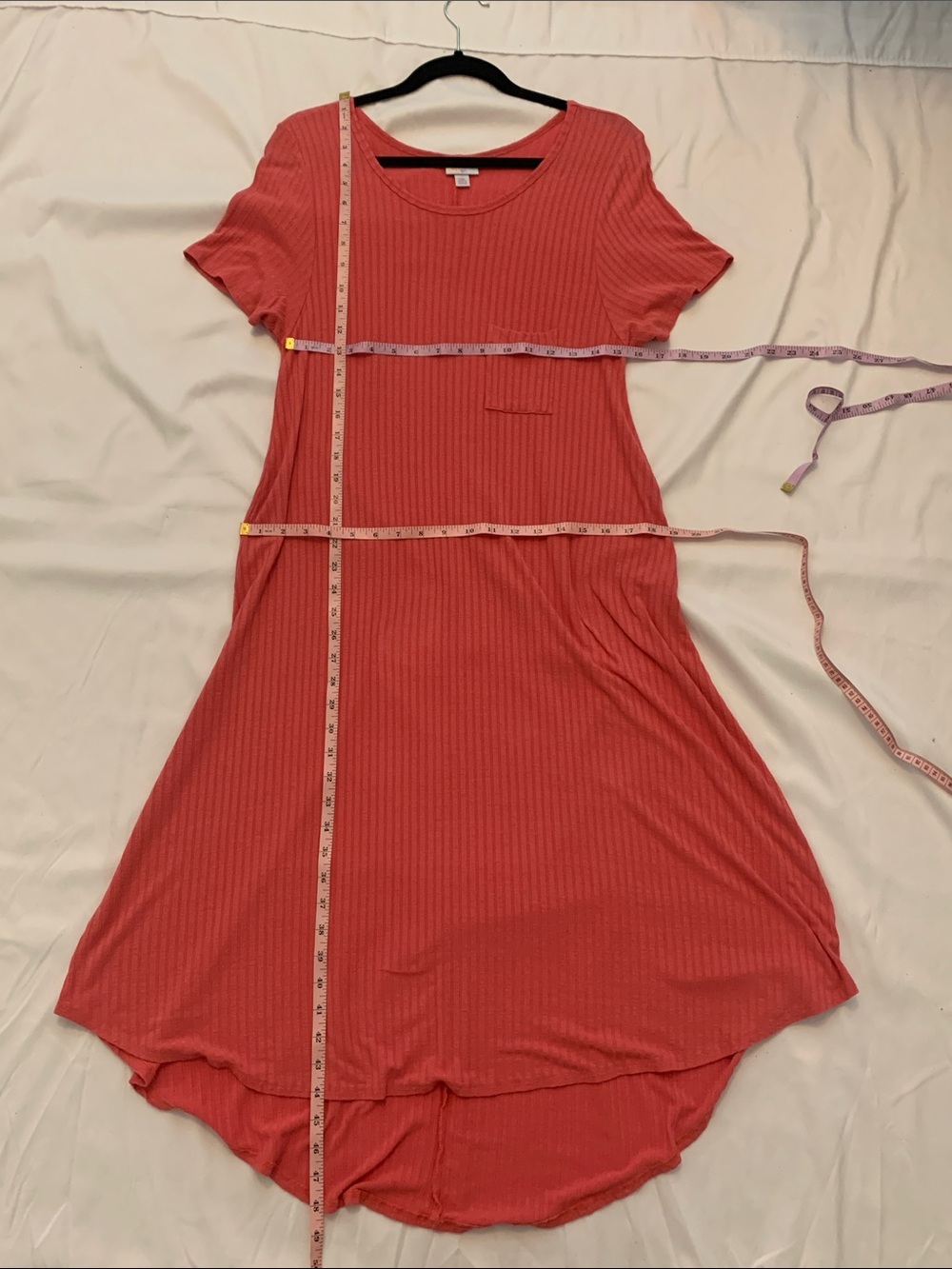 LuLaRoe Coral Ribbed High-Low Swing Dress 2XL - Picture 3 of 5